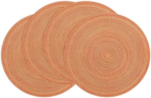SHACOS Round Placemats Set of 4 Woven Braided Place Mats Table Placemats 15 inch Circle Place Mats Easy to Clean Table Mats Indoor Outdoor, Fall Color Mix