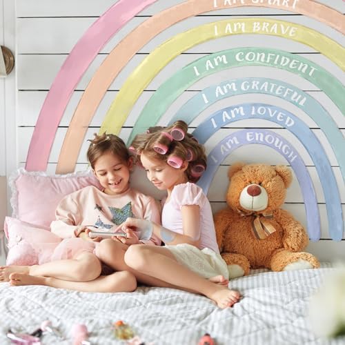 Tinideya Large Watercolor Rainbow Wall Stickers Decal, 77" x 47'', Pastel