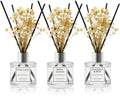 Reed Diffuser Set of 3 Pack,Clean Linen,Eucalyptus&Mint,White Jasmine Scented Oil Diffuser with 12 Sticks,Reed Diffuser for Home Living Room Office Bathroom Air Freshener,50ml x 3