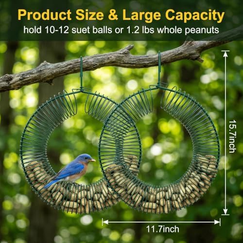 ROSSGO Pack of 2 Peanut Bird Feeder, Outdoor Peanut Wreath Bird Feeder