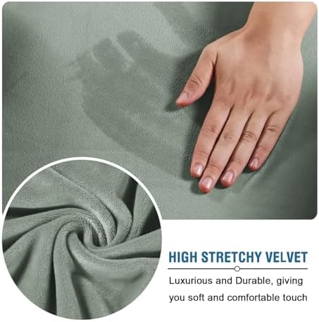 H.VERSAILTEX Wingback Chair Covers Velvet Plush Wing Chair Slipcover 1 Piece High Stretch Wing Back Chair Slipcovers Sofa Cover Furniture Cover with Elastic Bottom, Sea Grass