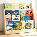 LINMAGCO Scalloped Kids Bookshelf, 3-Tier Montessori Toddler Bookcase, Front-Facing Book Organizer with Handle, Solid Pine Wood, Nursery Book Shelves for Bedroom Playroom Classroom & Reading Corner