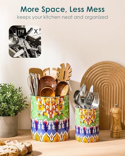 vancasso 7.3"+5.5" Utensil Holder, Porcelain Utensil Holder for Countertop