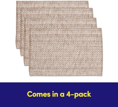 Sweet Home Collection 100% Cotton Placemats for Dining Room Rectangle Two Tone Woven Fabric 13" x 19" Soft Durable Table Mat Set, Set of 4, Taupe