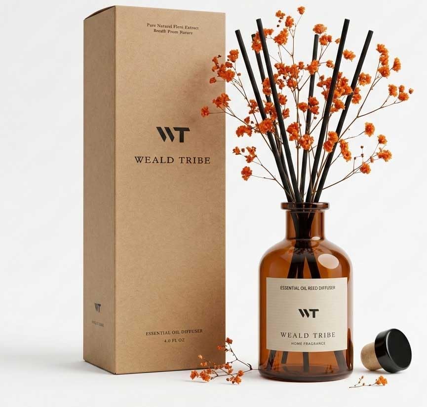 WEALD TRIBE Flower Reed Diffuser Set Neroli Scent for Bathroom Accessories Shelf Decor & Air Fresheners, Sticks Defusers with 4.0 fl oz Fragrance Oils & Leaves, House Bedroom Office Decor & Gifts