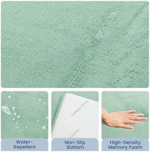 Huloo Sleep Baby Play Mat for Floor,Extra Large 59"×71" Playpen Mat for Tummy Time,Thicker Padded Elasti Foam Activity Mats,Water Repellent Ultra Soft Velvet,Non-Slip Backing Safe(Sage Green)