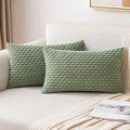 MIULEE Lumbar Decorative Throw Pillow Covers 12x20 Sage Green Corduroy