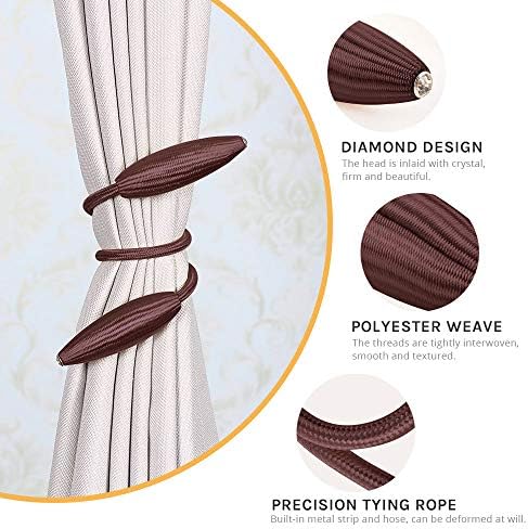NICEEC 2 Pack DIY Curtain Tiebacks Clips Crystal Decorative Creative Twist Drape Tie Backs European Style Random Modelling Curtain Holdbacks for Home Kitchen Office Window Drapery (Brown)