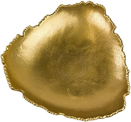 Red Co. 12” Decorative Antique Golden Allure Torn Metal Centerpiece Bowl with Sculpted Edges