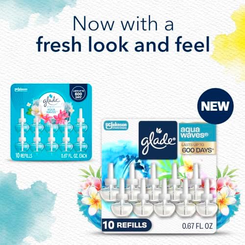 Glade PlugIns Air Freshener Refills, Aqua Waves, 10 Count