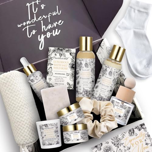 Spa Gift Set for Women- Luxury Rose 14 Pcs Bath Set, Home Spa Kit, Christmas Gift for Women, Birthday Gifts