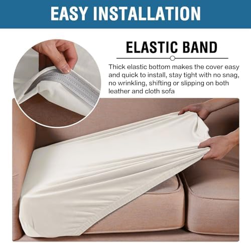 H.VERSAILTEX Velvet Stretch Couch Cushion Cover Plush Cushion Slipcover for Chair Cushion Furniture Protector Seat Cushion Sofa Cover (1 Piece Armchair Cushion Covers, Porcelain White)