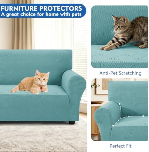 XINEAGE Loveseat Slipcover Pet Friendly, Stretch Couch Cover,Light Blue