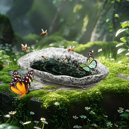 Toddmomy Ceramic Butterfly Puddler Bee Waterer Shallow Garden Watering Dish