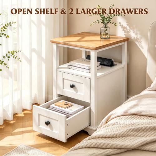 WLIVE Wood End Tables with Charging Station