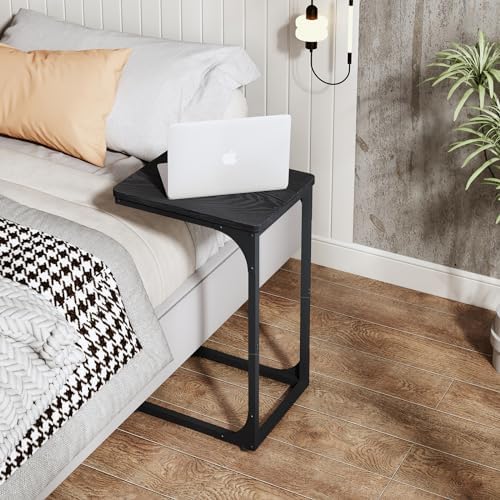 QEEIG C Shaped End Table Side Tables for Couch Set of 2, Black