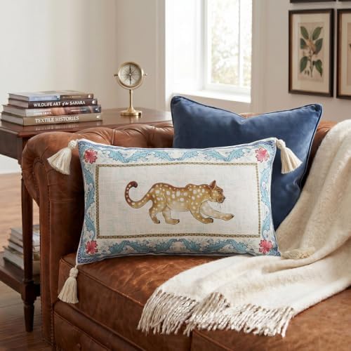 patdrea Designer French Vintage Leopard Print Pillow Cover,12"x20"