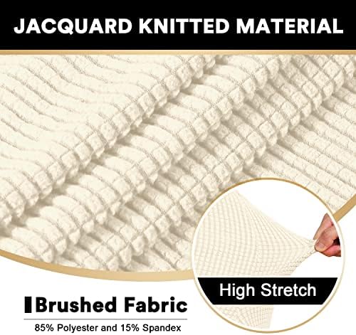 PrinceDeco T Cushion Sofa Slipcover 3 Pieces Sofa Covers for T Cushion Couch Soft Couch Covers Sofa Slip Cover Furniture Covers with 2 Individual T Shape Seat Covers Width Up to 88", Natural