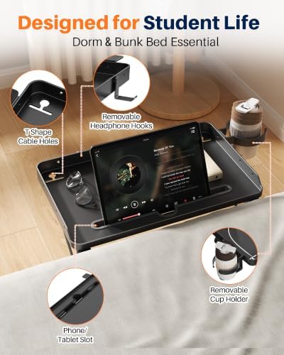 Foldable Bedside Shelf for Dorm Room Bunk Bed, Clip On Bed Tray