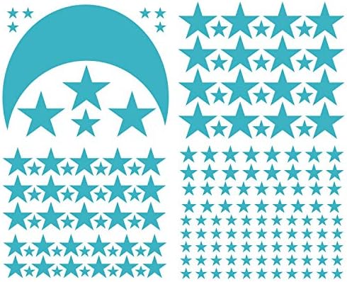 Moon and Stars Wall Decal Vinyl Sticker for Kids Boy Girls Baby Room Decoration Good Night Nursery Wall Decor Home House Bedroom Design YMX16 (Teal)