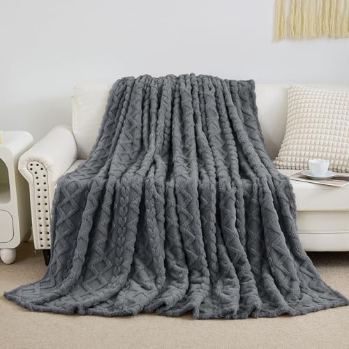Aganear Fleece Throw Blanket for Couch Sofa 60"x80" Grey