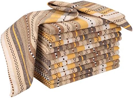 Lightnpro Salsa Stripes Cloth Napkins Set of 12, 18x18 Inch, Beige Multi