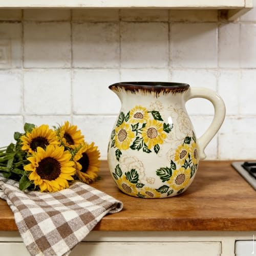 6.1" Sunflower Ceramic Vintage Farmhouse Utensil Holder for Kitchen Counter