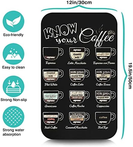 Fun Coffee Mat 19inx12in,Coffee Bar Mat for Countertops,Absorbent Hide Stain Anti-Slip Coffee Bar Accessories Fit Under Coffee Machine Mat,dish Drying Mats for Kitchen