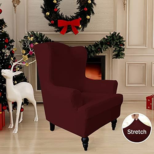 Easy-Going Stretch Wingback Chair Sofa Slipcover Wine
