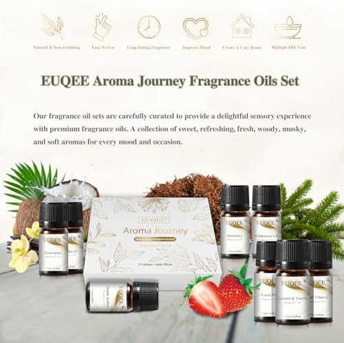 EUQEE 12 Pcs Fragrance Oils Gift Set for Aromatherapy