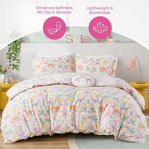 Intelligent Design Kids Cotton Animal Purple Twin Duvet Cover Set, 3pc