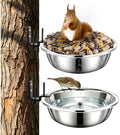 Squirrel Feeders for Outside, Metal Durable Bowl Tree Mounted of Chipmunk Feeder, Squirrel Food for Backyard Squirrels Hold Corn, Corn Cob, Peanuts (8.5Inch - 1 Food Stand 1 Water Stand