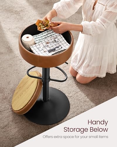 VASAGLE 360° Swivel Bar Stool, Height Adjustable, with Storage