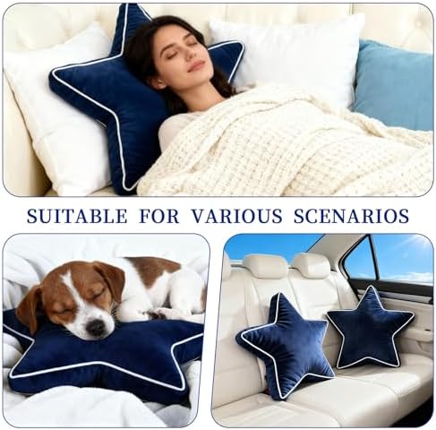 Star Pillow - 22" Large Star Shaped Throw Pillow, Decorative Floor Cushion, Accent Pillow for Sofa, Couch & Bedroom, Navy
