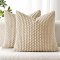 MIULEE Decorative Throw Pillow Covers 20x20 Beige Textured Corduroy