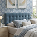 Modway Lily Performance Velvet King Size Headboard with Biscuit Tufting in Cadet Blue - Stain-Resistant Upholstery with Padded Design and 5 Height-Adjustable Mounts