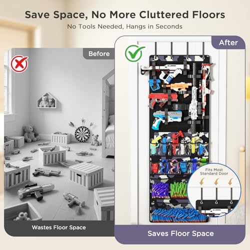 Mefirt Over the Door Storage for Nerf Guns, Hanging Toy Blasters Organizer