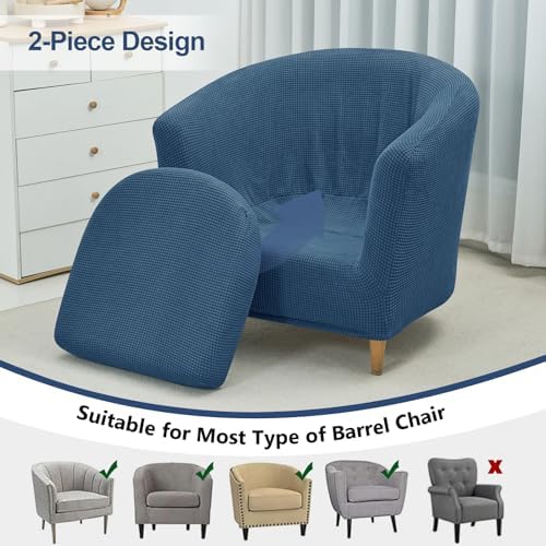 NILUOH Club Chair Slipcover 2-Piece Stretch Barrel Chair Covers Jacquard Tub Chair Slipcovers Soft Armchair Sofa Covers for Living Room