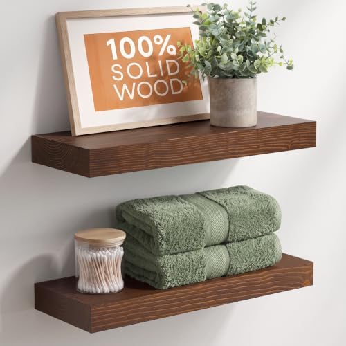 Homeforia 18 Inch Floating Shelves, High-End Solid Pine Wood, Set of 4