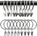 100 Pack Metal Curtain Rings with Clips, 1.5 in ID, Silver