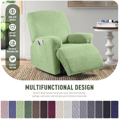 KinCam Recliner Chair Covers, Stretch Reclining Cover, Light Green