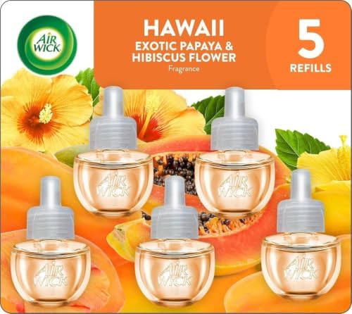 Air Wick Scented Oil Refills, Hawaii Exotic Papaya & Hibiscus Flower, 5ct