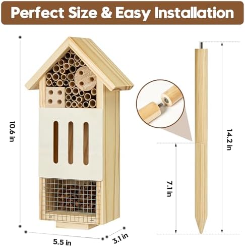 UUMENHA Bee House Bug Hotel & Butterfly House with Stake,Ladybug Hotel