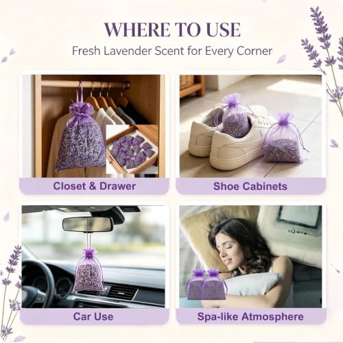 16 Pack Lavender Sachets for Drawer and Closet,Potent Fragrance Release