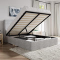 SHA CERLIN Full Size Lift Up Hydraulic Storage Bed Frame Light Grey