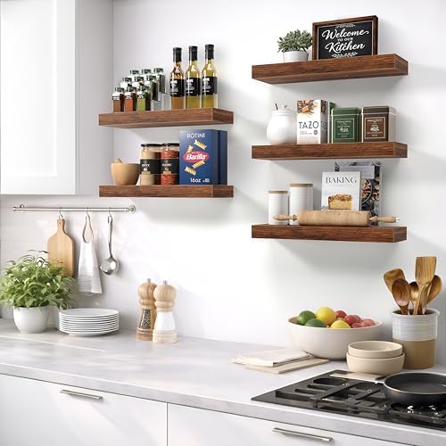 Sorbus 16 Inch Floating Shelves for Wall (2 Pack, Walnut)
