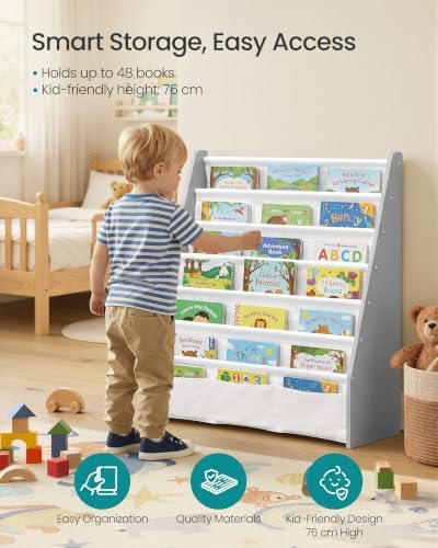 SONGMICS Kids Bookshelf, 6-Tier Toddler Bookcase, Playroom Storage Rack