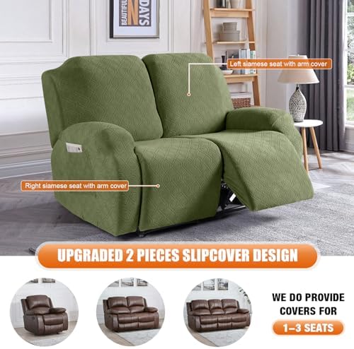 VANSOFY Stretch Recliner Loveseat Cover, Slipcover, Army Green, 2 Seater