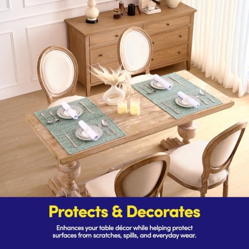 Sweet Home Collection 100% Cotton Placemats for Dining Room Rectangle Two Tone Woven Fabric 13" x 19" Soft Durable Table Mat Set, Set of 4, Light Green