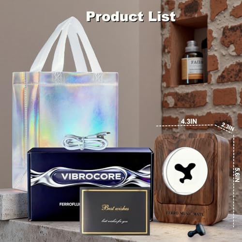 Housewarming Gifts,Ferrofluid Speaker Music Mate,Dancing Ferrofluid Music Mate,Walnut Wood,Desk Stress Relief,Symbiosis in a Bottle, Magnetic Fluid Toys, （unvoiced）